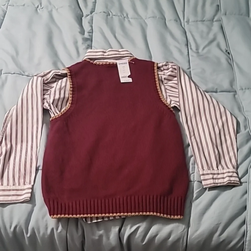 GYMBOREE Maroon Shirt & Vest Combo Boys Size 10 NWT‎